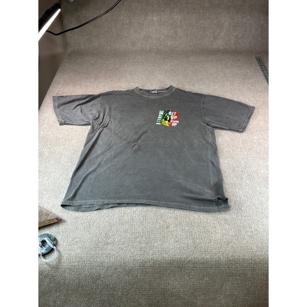 Crazy Shirts Bob Marley Get Up Stand Up Crater Dyed Grey Graphic T-Shirt Large